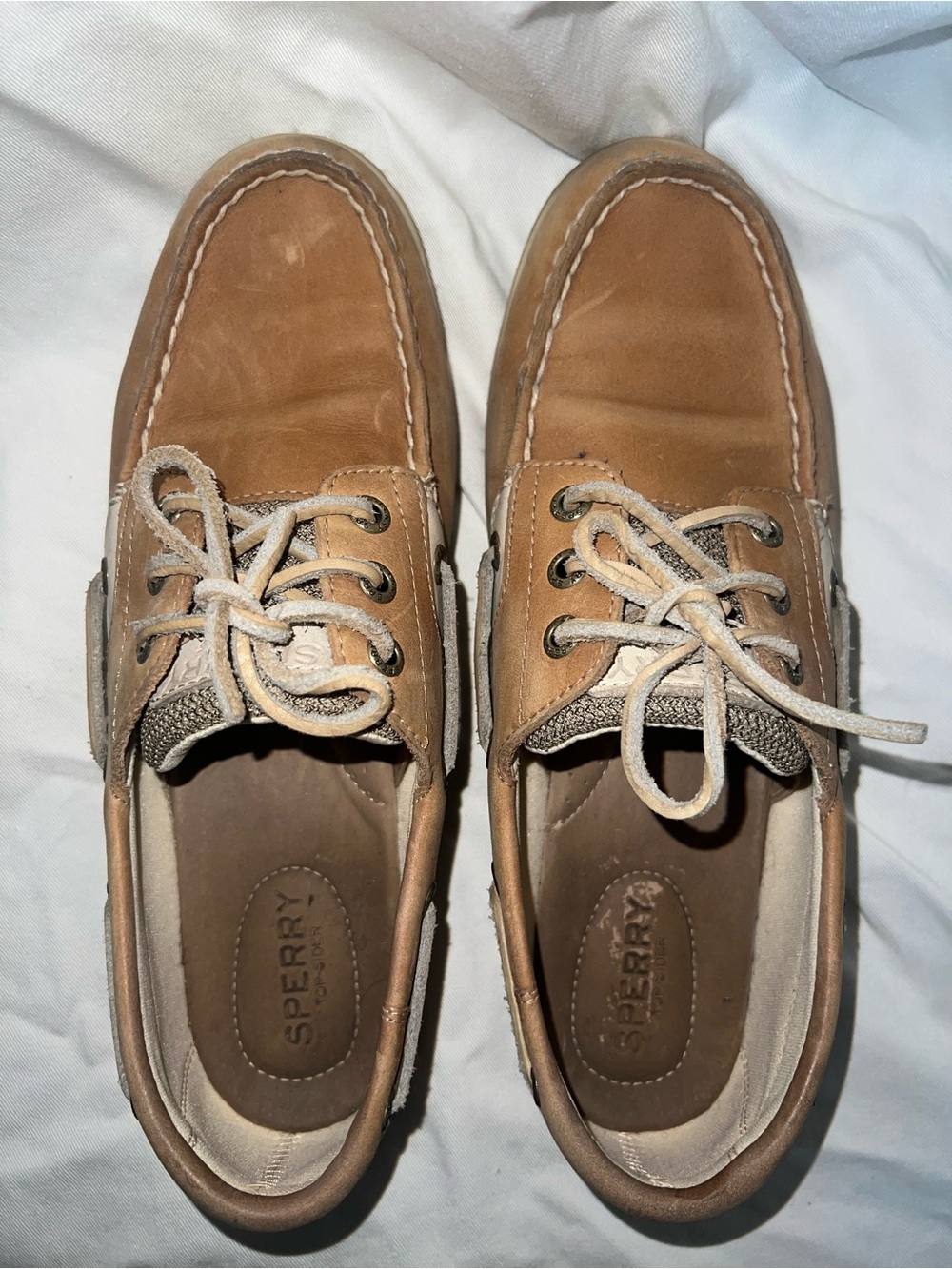 Sperry Top-Sider Tan Leather Boat Shoes Nautical Coastal Preppy Loafers Size 9